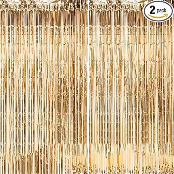 2 Pack Metallic Tinsel Foil Backdrop Curtains - 3x8ft Photo Booth Background - Picture 8 of 8